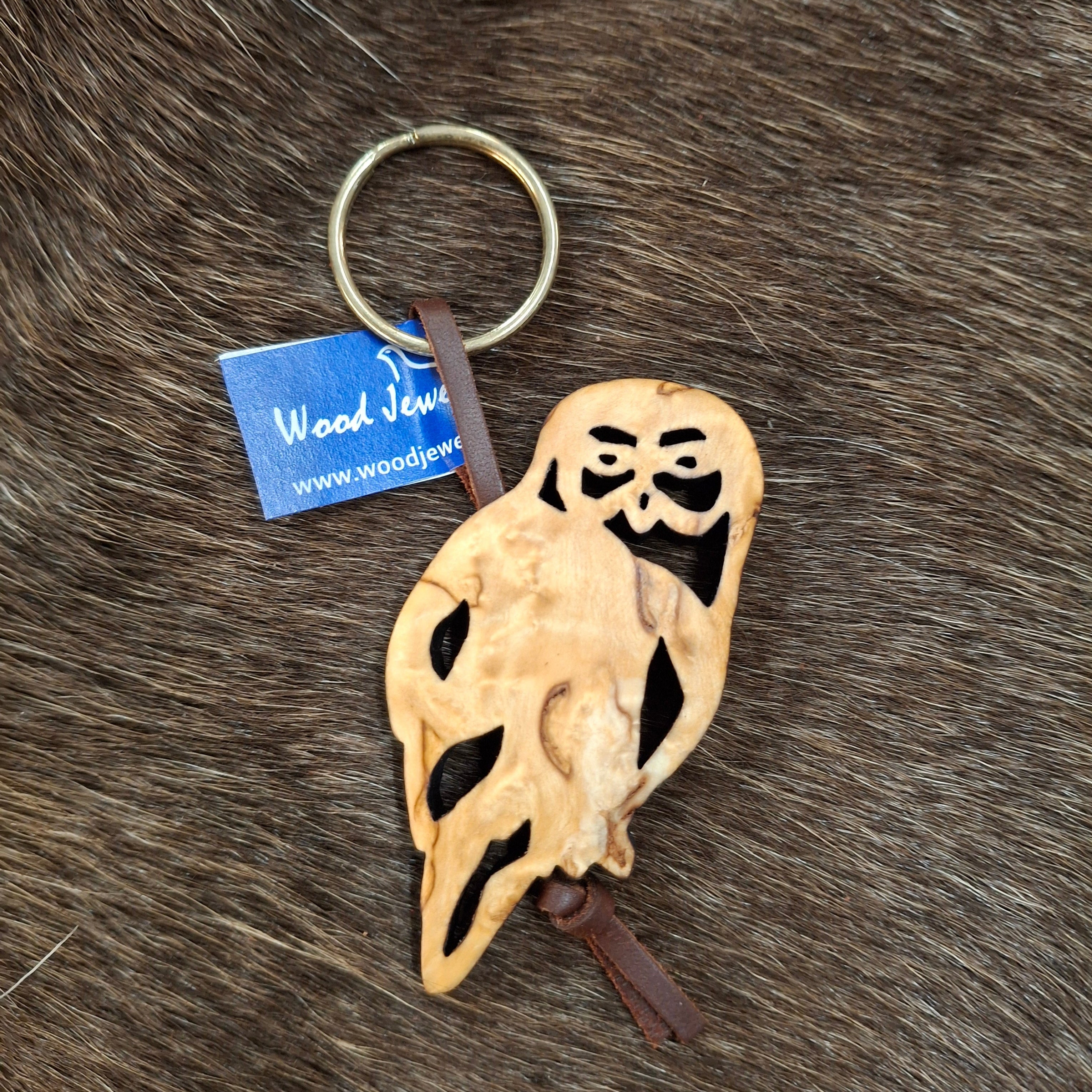 Wood Jewel 351 Pöllö Schlüsselanhänger Lederband Maserbirke