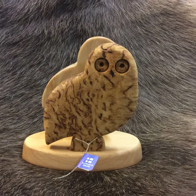 Wood Jewel Eule Serviettenhalter Maserbirke Geschenkbox