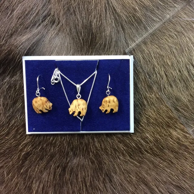 Wood Jewel 226S Schmuckset Bär Maserbirke Silber