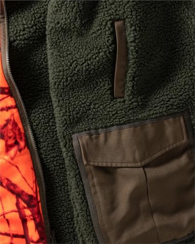 Wald & Forst Faserpelz Wendejacke M Signalcamo/Oliv geräuscharm