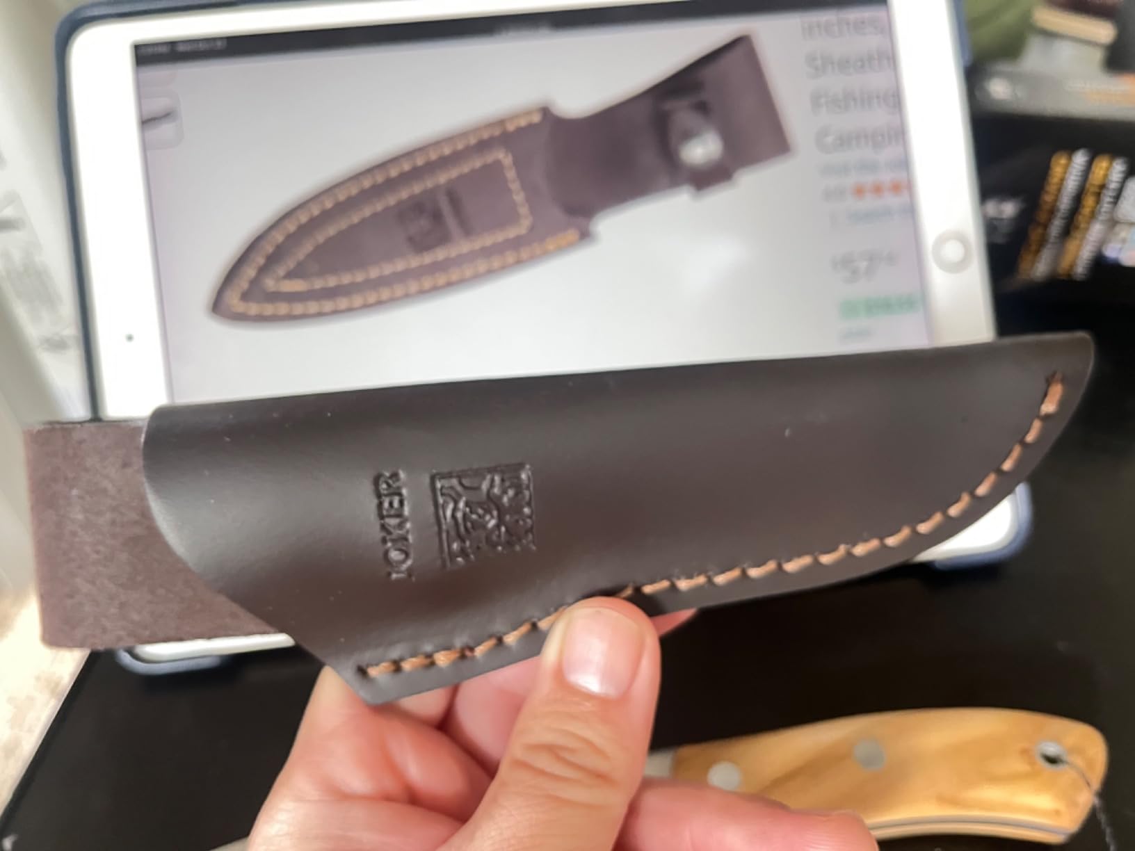 Joker Pantera CO16 Jagdmesser Olivenholz 10 cm Lederscheide