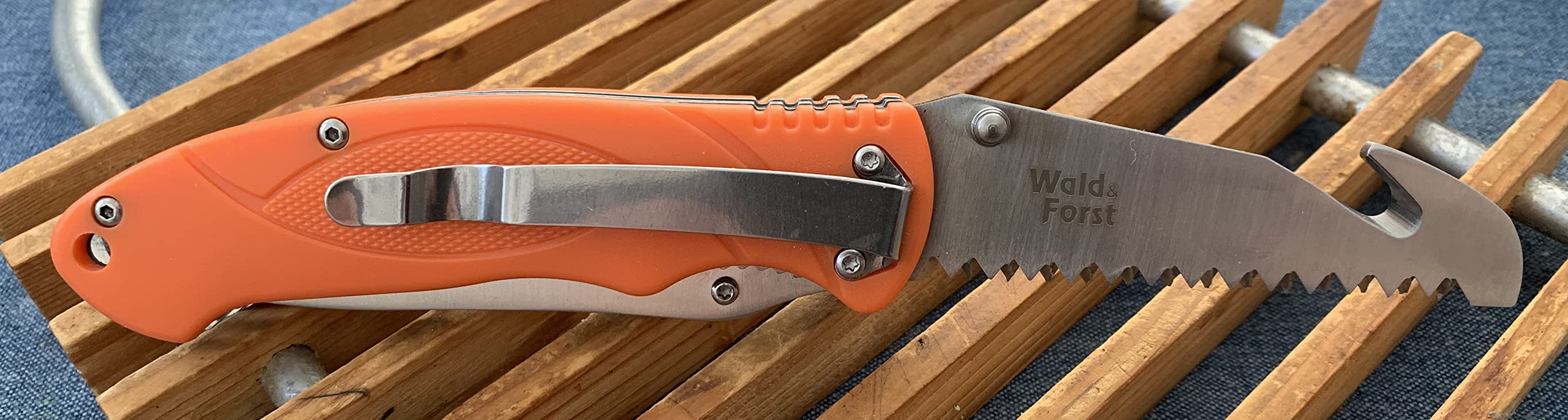 Wald & Forst Einhand Jagdmesser Orange 8 cm Säge