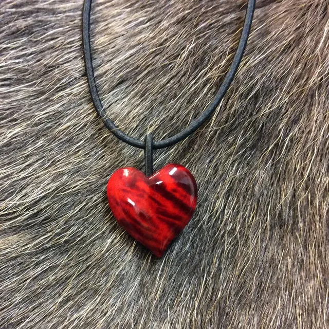 Wood Jewel 33-137B Halskette Herz rot Kautschuk