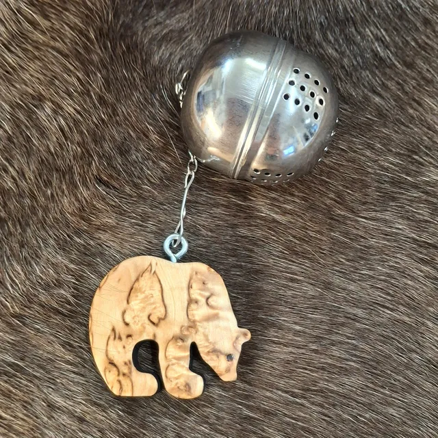 Wood Jewel Bear Teekugel Birke Edelstahl