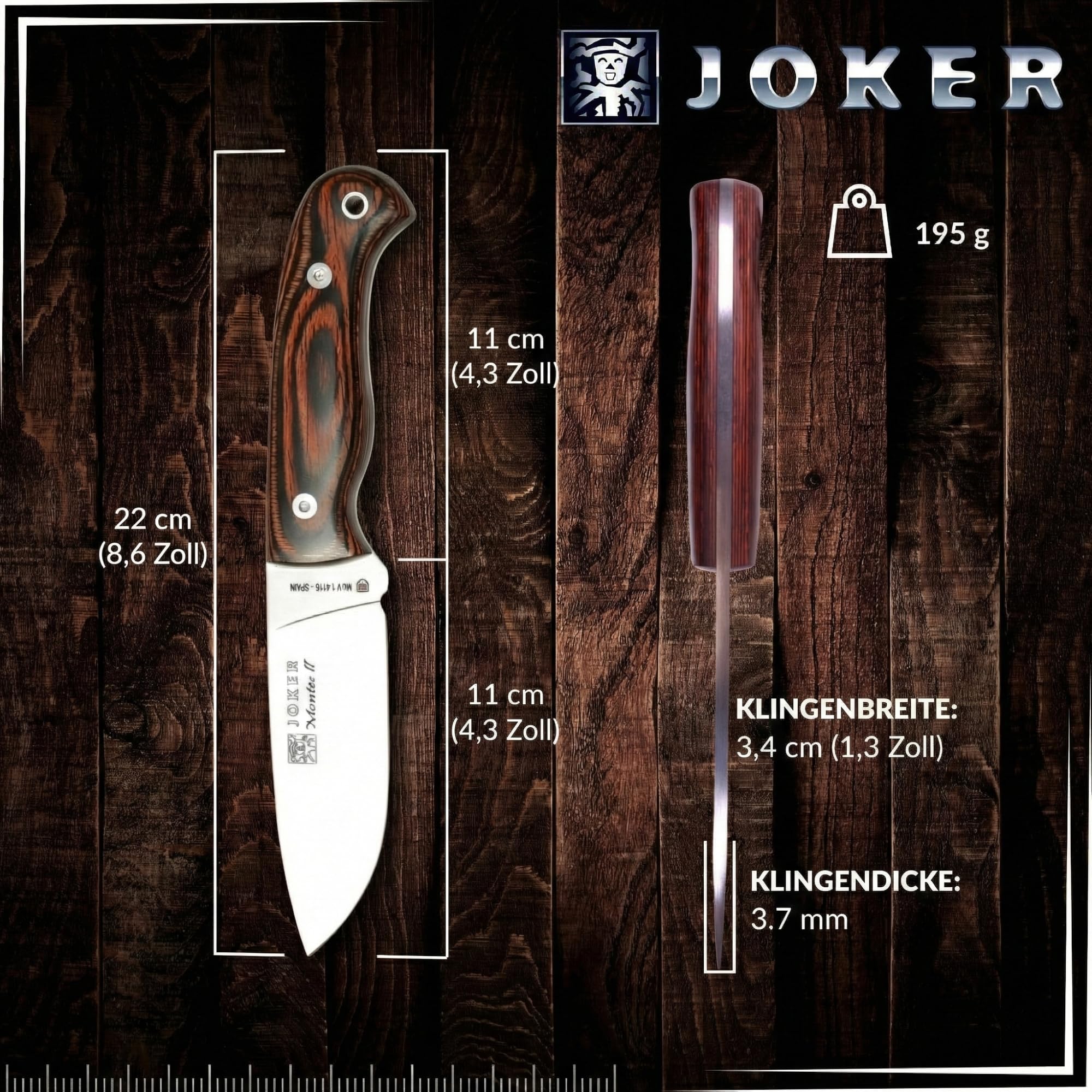 Joker Montés II CR58 Jagdmesser Stamina 11cm Lederscheide
