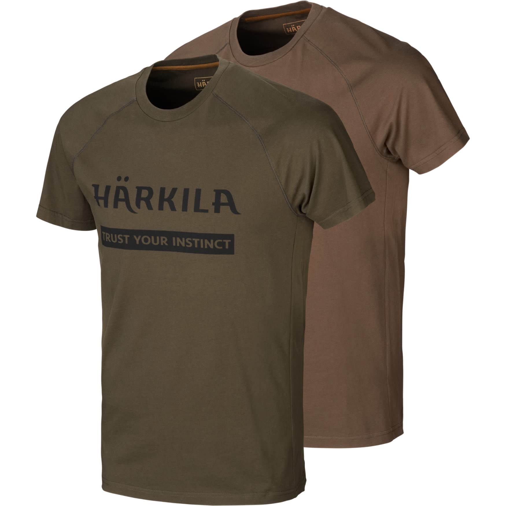 Härkila Logo T-Shirt 2er-Pack Willow Grün/Braun Slate Baumwolle