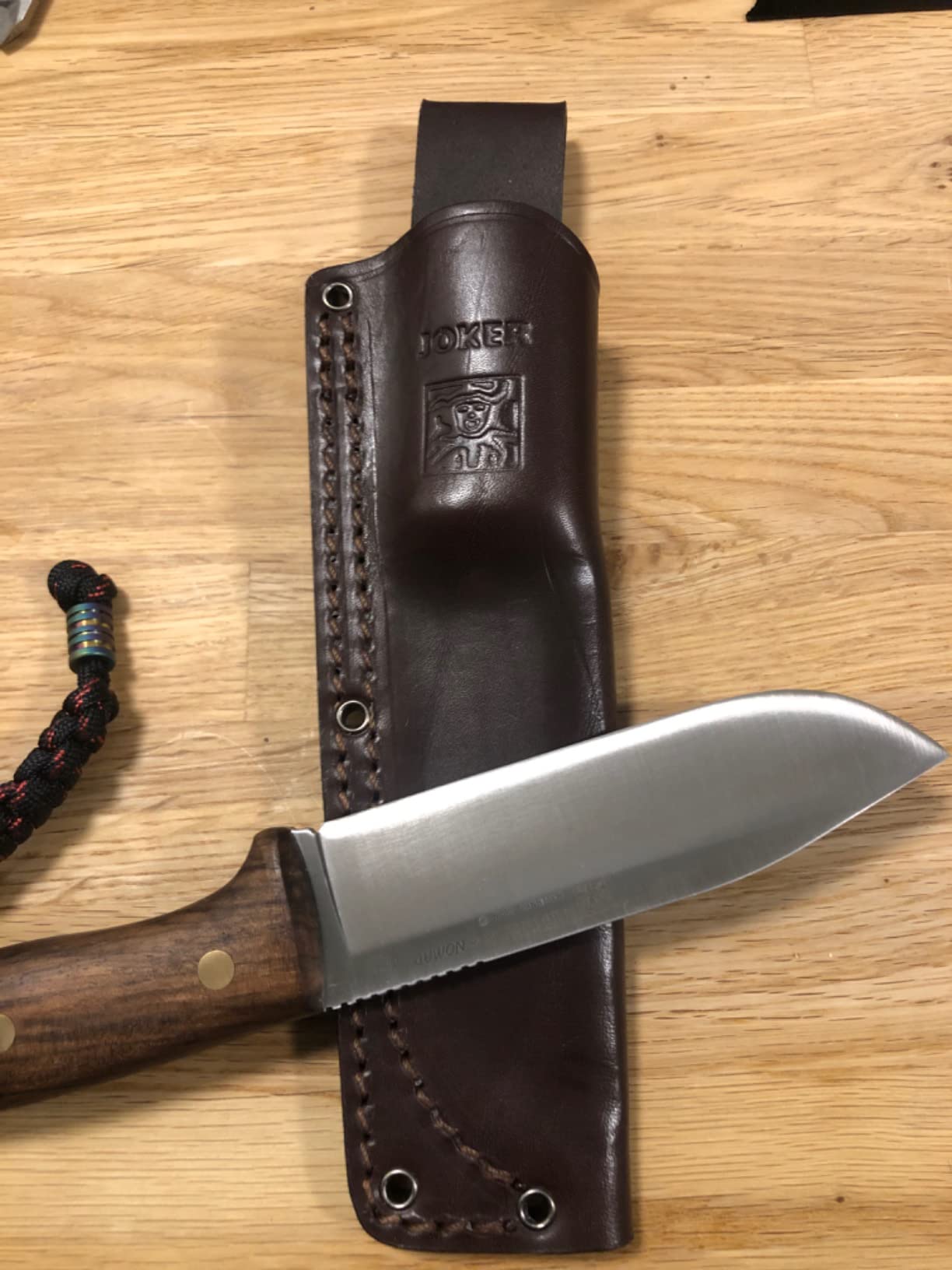 Joker Nomad CN125 Jagdmesser Walnuss 12,7cm Lederscheide