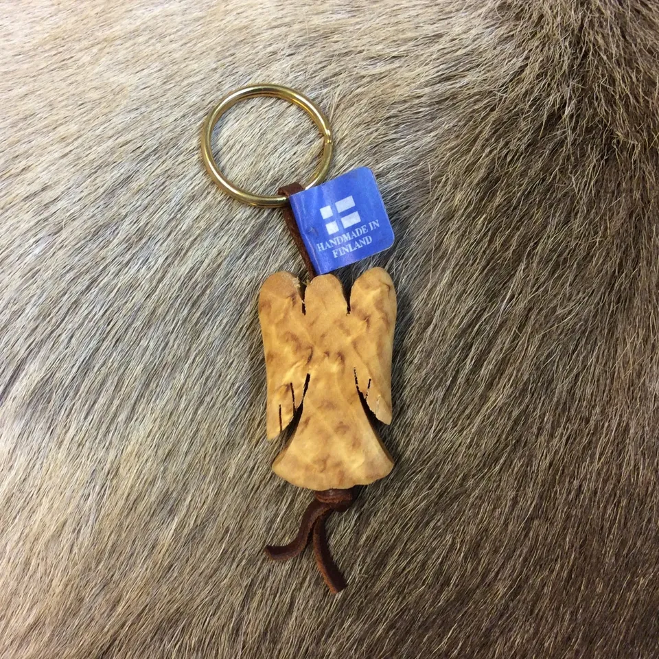 Wood Jewel 347 Engel Schlüsselanhänger Maserbirke Leder