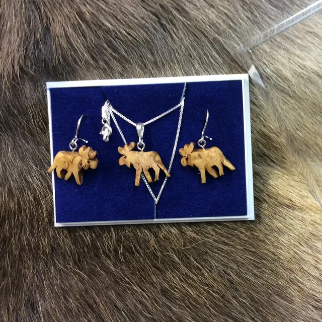 Wood Jewel Moose Schmuckset Elch Birke Silber