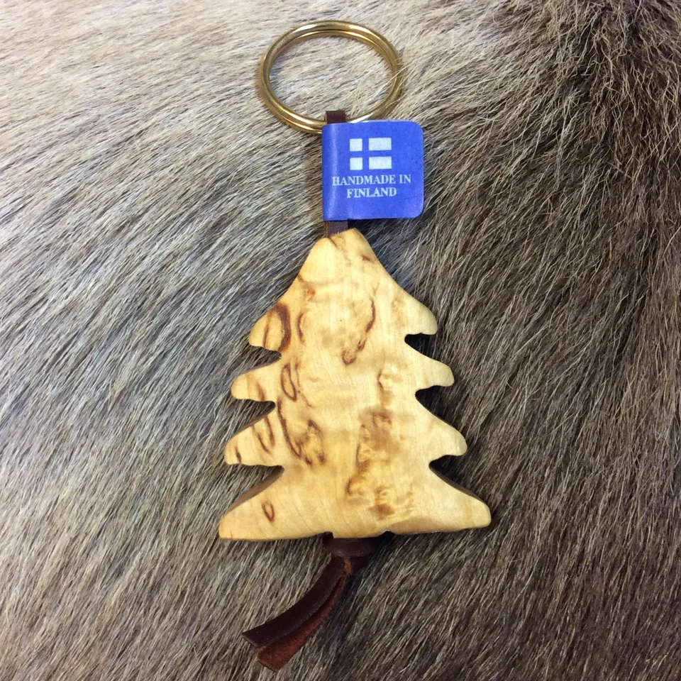 Wood Jewel 378 Kuusi Schlüsselanhänger Lederband Maserbirke