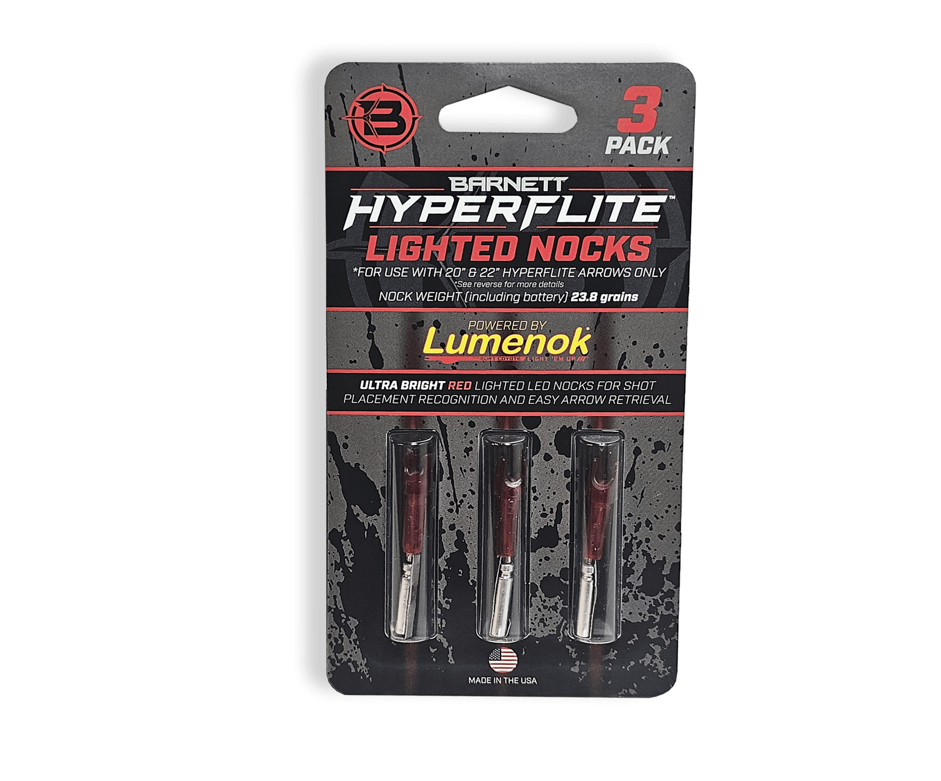 Barnett Hyperflite Leuchtnocke Rot 3er Pack LED