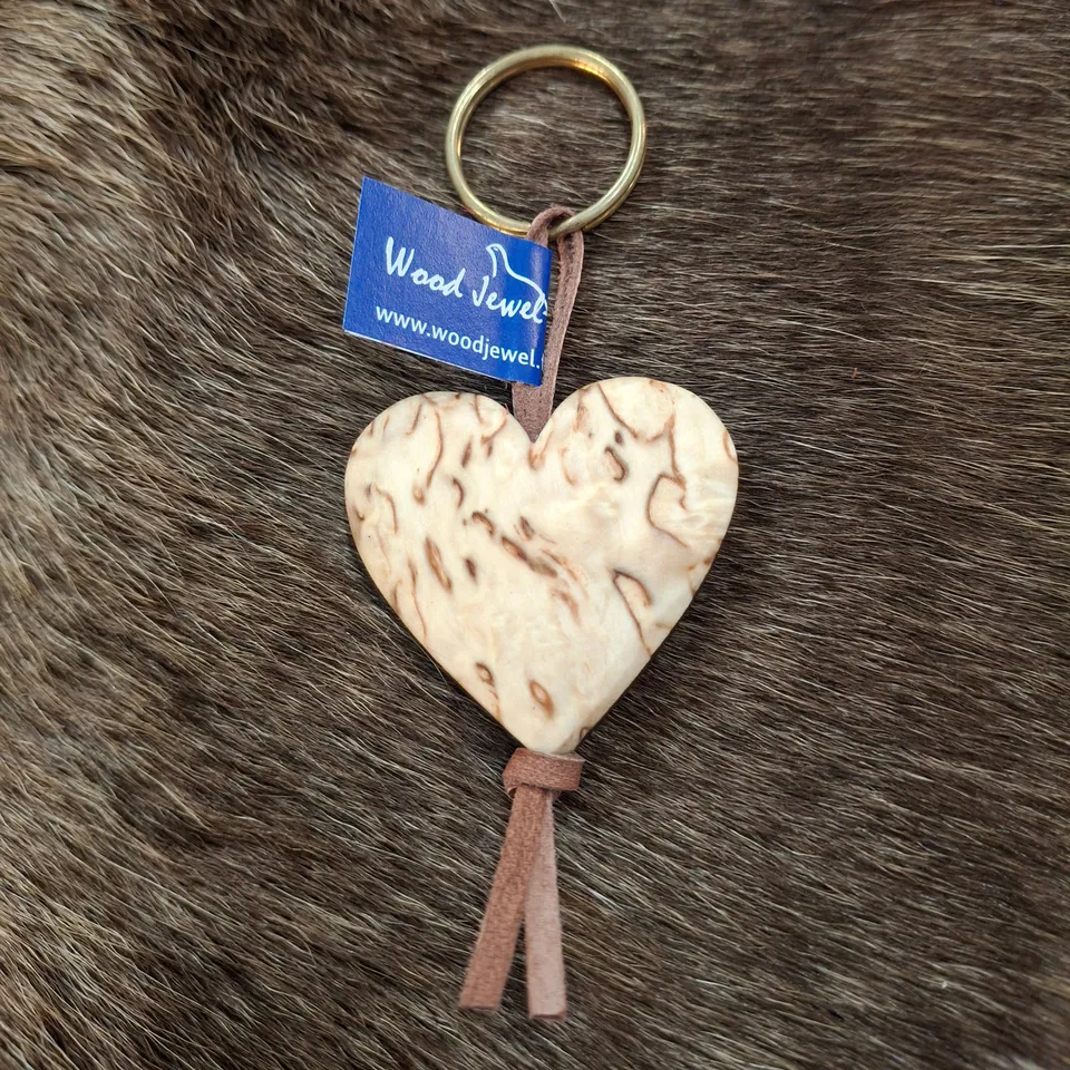 Wood Jewel 311 Herz Schlüsselanhänger Lederband Maserbirke