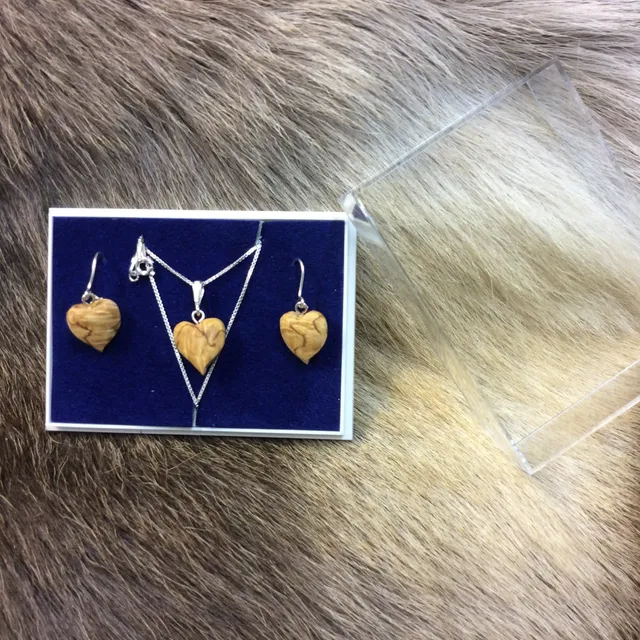 Wood Jewel 207S Herz Schmuckset Maserbirke gebeizt