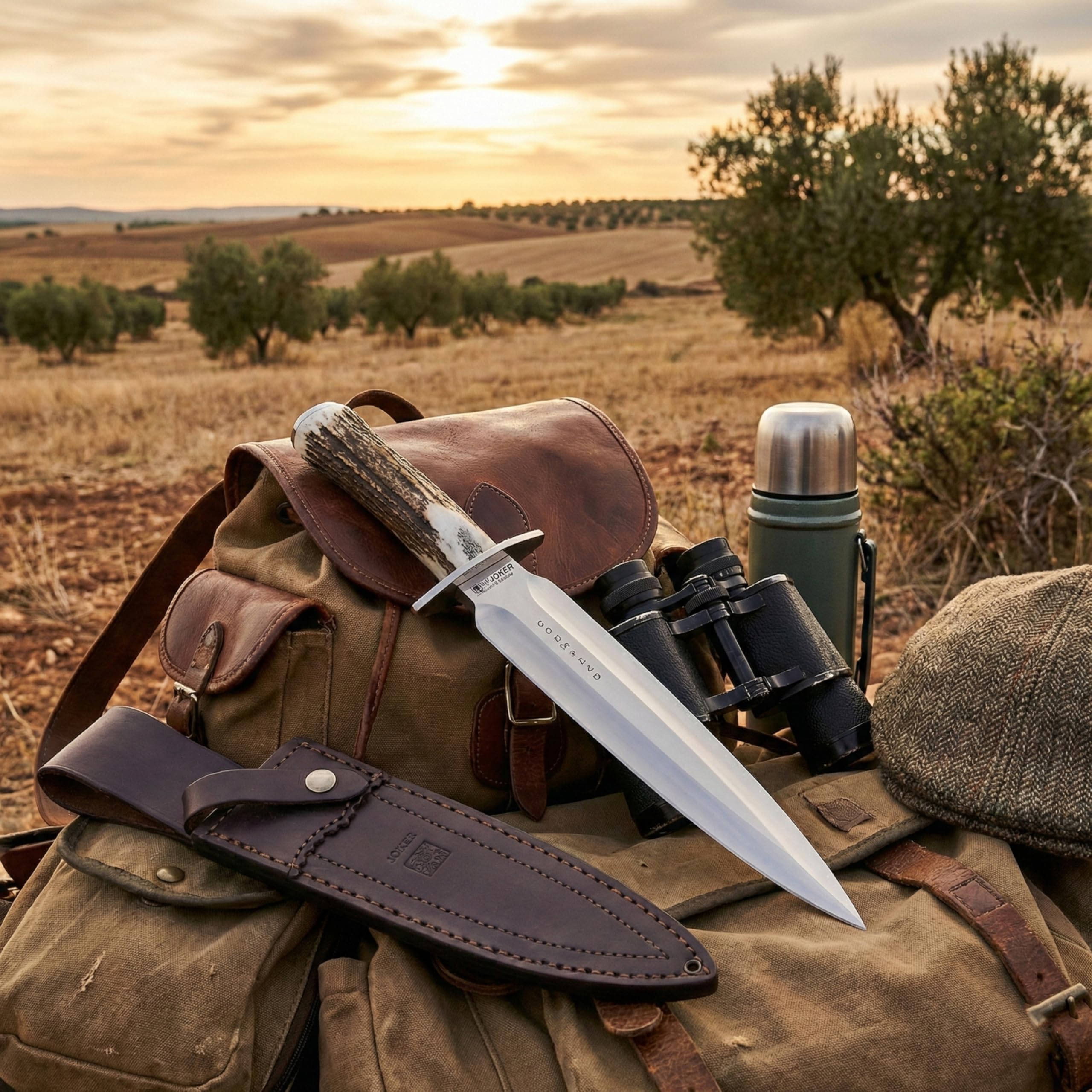 Joker Colmillo CC108 Jagdmesser Hirschhorn Lederscheide