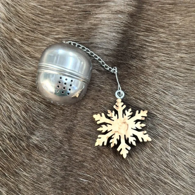 Wood Jewel 32-399 Teekugel Schneeflocke Maserbirke Edelstahl