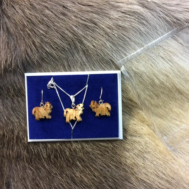 Wood Jewel Cow Schmuckset Birke Kuh Ohrringe Kette