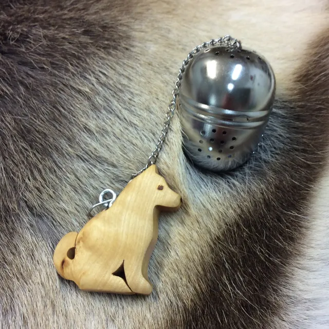 Wood Jewel Hund Teekugel Birke Edelstahl Beutel