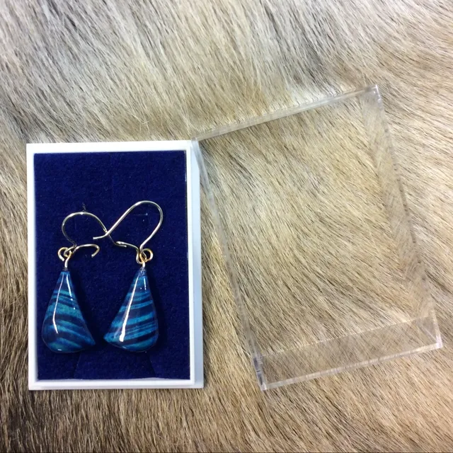 Wood Jewel Ohrringe blau Maserbirke Silberhaken