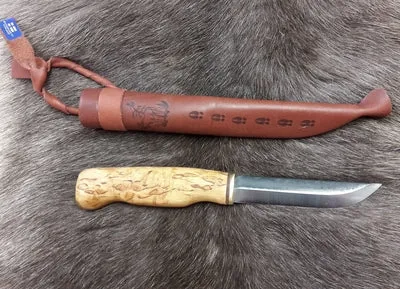 Wood Jewel Schnitzmesser Maserbirke 10,5 cm Lederscheide