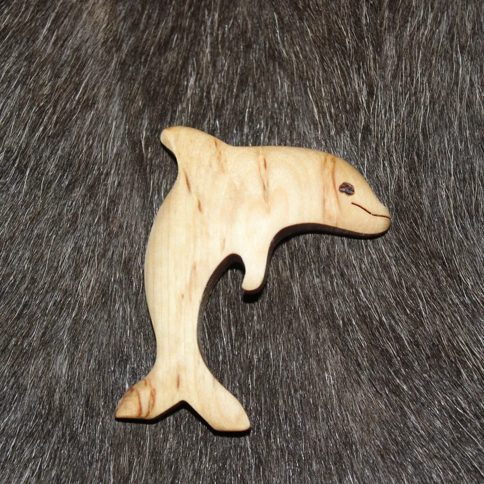Wood Jewel Magnet Delfin Birke Kühlschrankmagnet