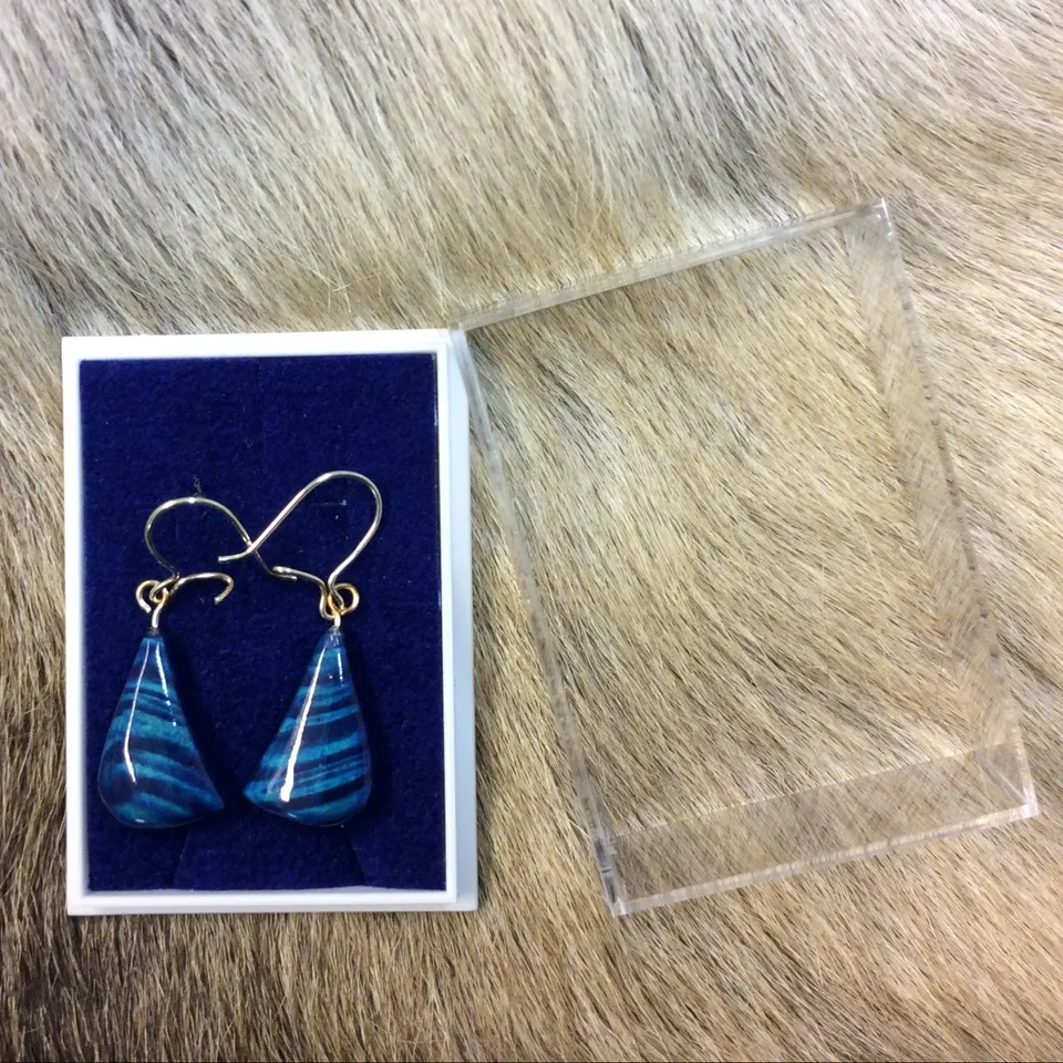 Wood Jewel 211K Ohrringe blau Maserbirke lackiert